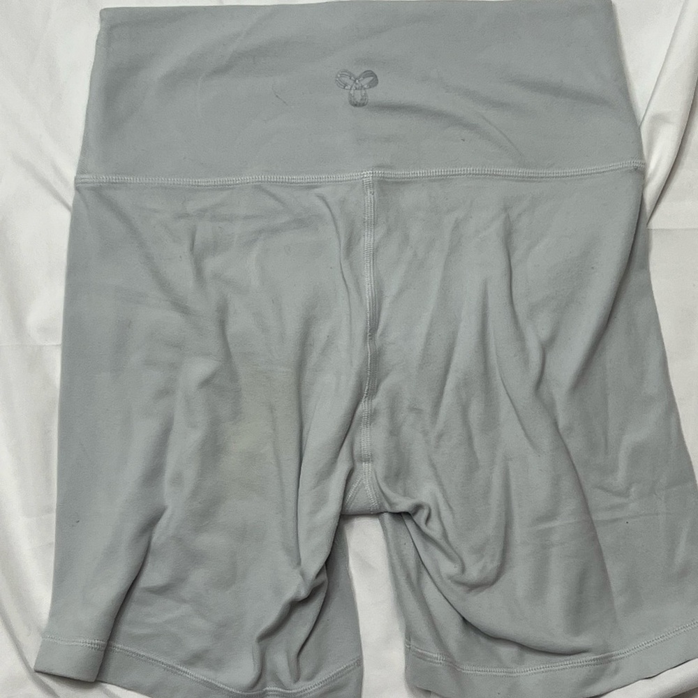 TNA Light Gray High-Waist Bike Shorts with Subtle Logo